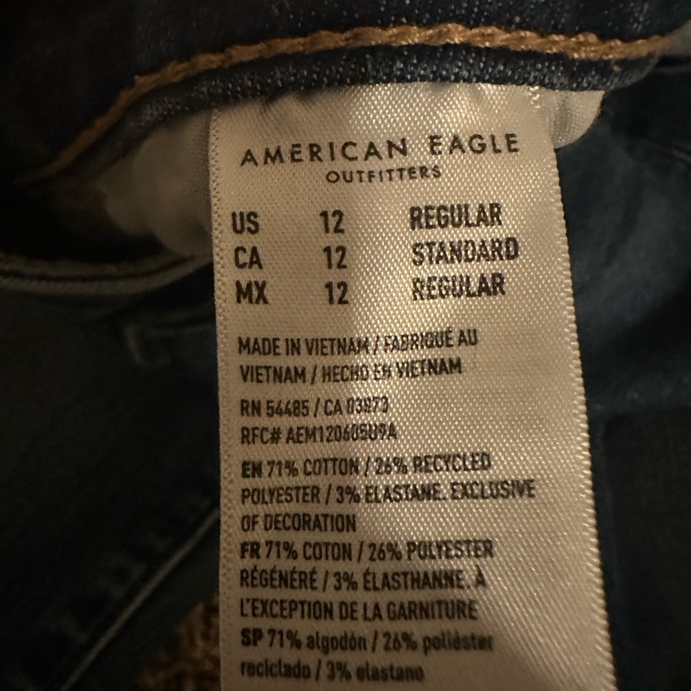 American Eagle Outfitters Dark Blue Stretch Jeans Waist Label
